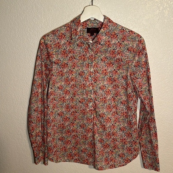 J. Crew Liberty Fabric Floral Pop Over Blouse Size 2 - Picture 1 of 7